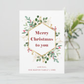 Kerstmis Gilded Greenery | Foto terug Feestdagenkaart (Staand voorkant)