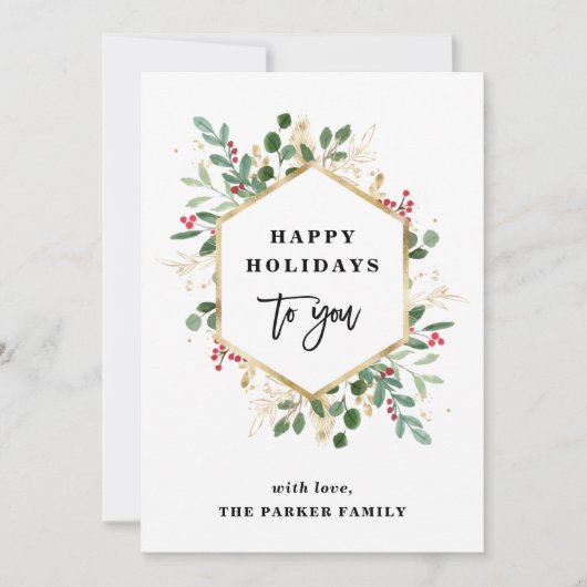 Kerstmis Gilded Greenery White | PRETTIGE FEESTDAG Feestdagenkaart (Voorkant)