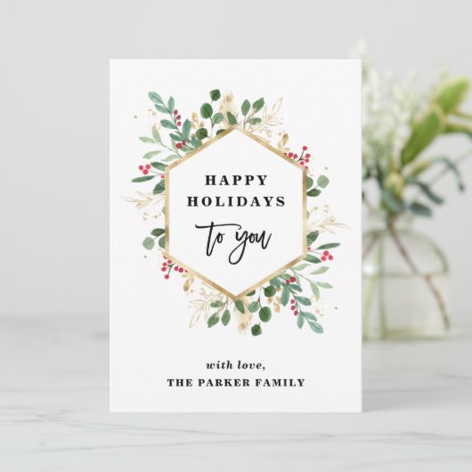 Kerstmis Gilded Greenery White | PRETTIGE FEESTDAG Feestdagenkaart (Staand voorkant)