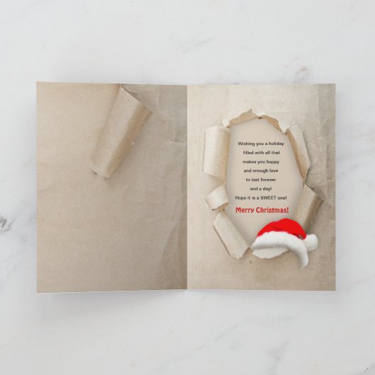 Kerstmis, Gingerbread Man Santa Hat Kaart (Binnen)