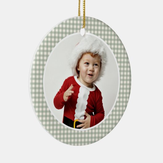 Kerstmis Gingham Foto Kerst Ornament Jaar (Rechts)
