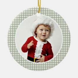 Kerstmis Gingham Foto Kerst Ornament Jaar