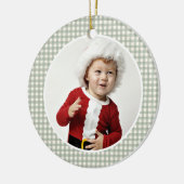 Kerstmis Gingham Foto Kerst Ornament Jaar (Links)