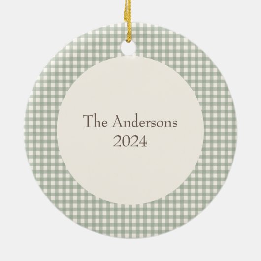 Kerstmis Gingham Foto Kerst Ornament Jaar (Achterkant)