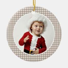 Kerstmis Gingham Foto Kerst Ornament Jaar