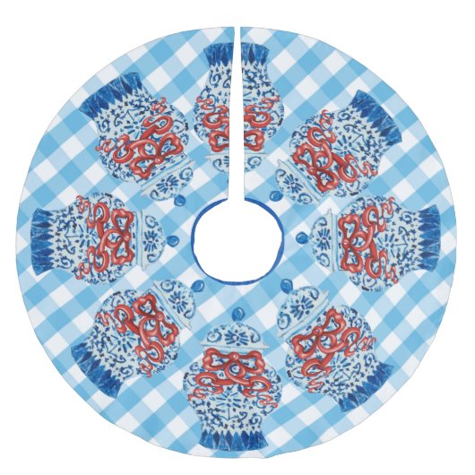 Kerstmis Gingham Ginger Jar Kerstboom Rok (Voorkant)