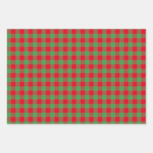 Kerstmis Gingham Trio Inpakpapier Vel (Voorkant 3)