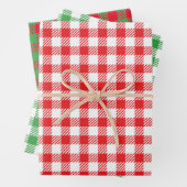 Kerstmis Gingham Trio Inpakpapier Vel (In situ)