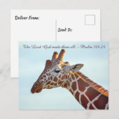 Kerstmis Giraffe Ansichtkaart Briefkaart (Voorkant / Achterkant)