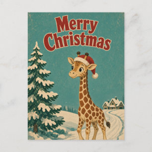 Kerstmis Giraffe Bevroren Pad Dier Briefkaart