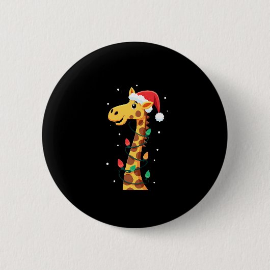 Kerstmis Giraffe Kerstman Hoed Lichten Giraffe Man Ronde Button 5,7 Cm (Voorkant)