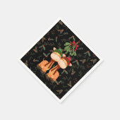 KERSTMIS GIRAFFES KUSSEN ONDER MISTLETOE PAPIER SERVET (Hoek)