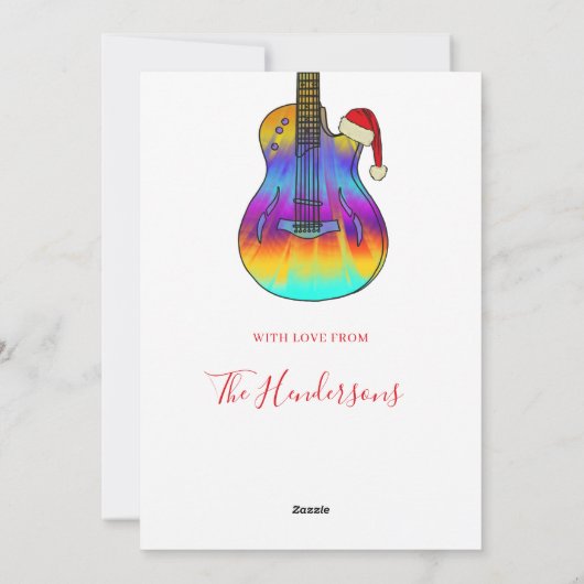 Kerstmis Gitaar cool Psychedelisch Feestdagenkaart (Achterkant)