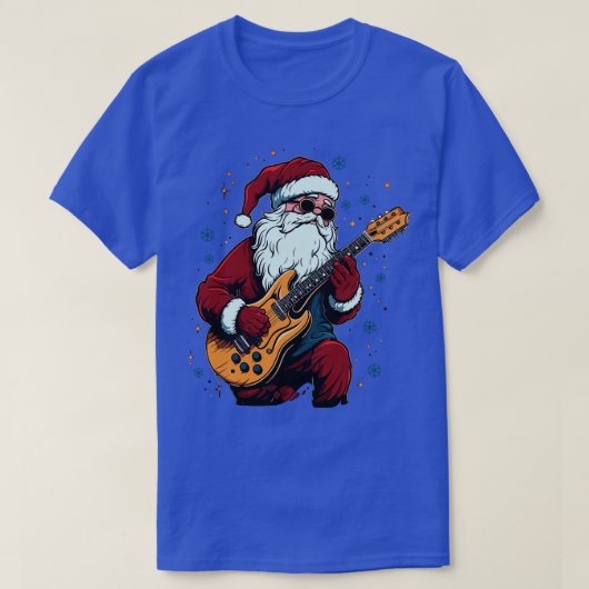Kerstmis Gitaar Gift Kerstman Gitarist Grappig T-shirt (Design voorkant)