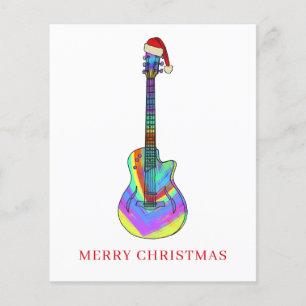 Kerstmis gitaar kleurrijke budget flyer