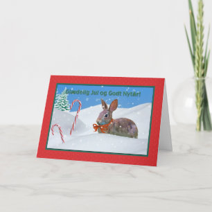 Kerstmis, Glædelig Juli, Deens, Konijn, Sneeuw Feestdagen Kaart