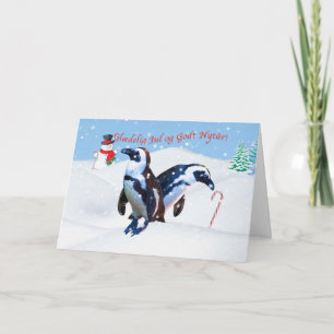 Kerstmis, Glædelig Juli, Deens, Pinguïnen in Feestdagen Kaart