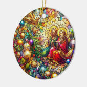KERSTMIS ~ Glas in lood Mary Joseph ~ Keramisch Ornament (Links)