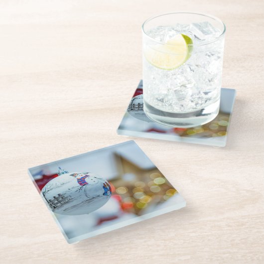 Kerstmis Glazen Onderzetter (Schuin)