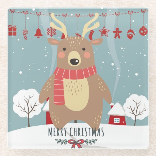 Kerstmis Glazen Onderzetter (Voorkant)