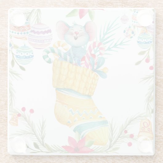 Kerstmis Glazen Onderzetter (Achterkant)