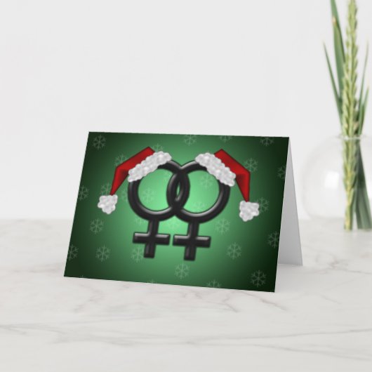 Kerstmis GLBT - Groene Lesbienne Feestdagen Kaart (Voorkant)
