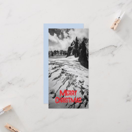 Kerstmis Gletsjerspleet Mont Blanc, Frankrijk Kaart (Voorkant / Achterkant in situ)