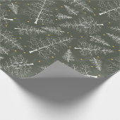 Kerstmis Glimmer: Witte dennen op olijfgroen Cadeaupapier (Hoek)