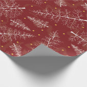 Kerstmis Glimmer: Witte dennen op rood fluweel Cadeaupapier (Hoek)