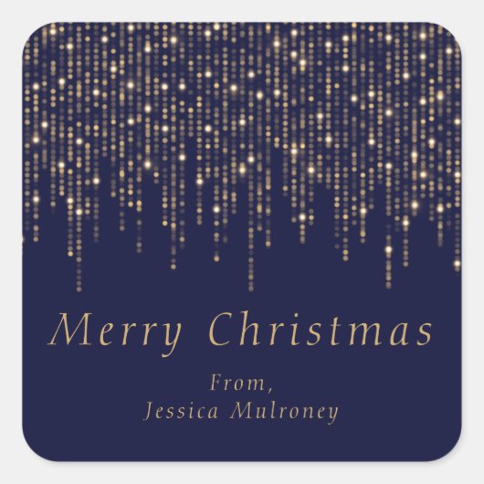 Kerstmis glinsterende lichtjes cadeaupapier sticke vierkante sticker (Voorkant)