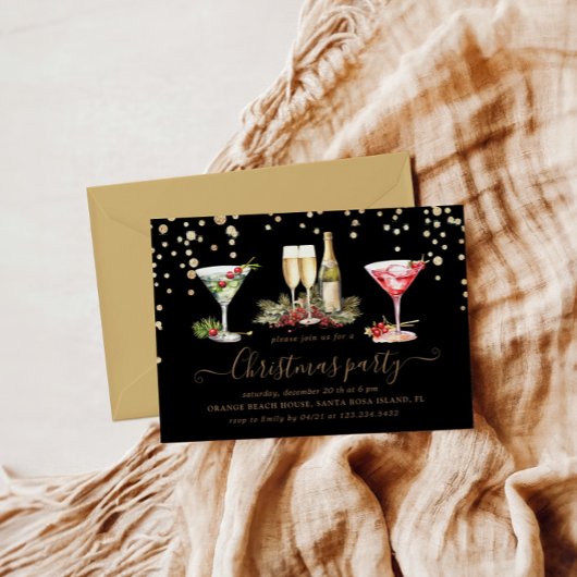 Kerstmis Glitter Cocktail Party Kaart