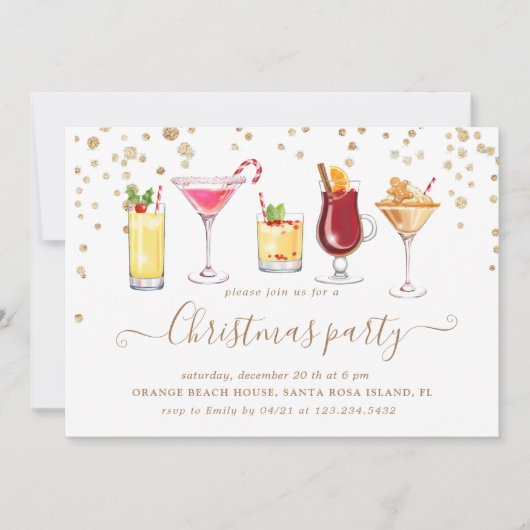 Kerstmis Glitter Cocktail Party Kaart (Voorkant)