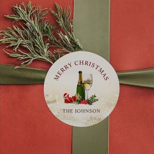 Kerstmis Glitter Cocktail Party Ronde Sticker