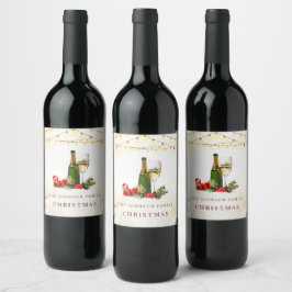 Kerstmis Glitter Cocktail Party Wijn Etiket