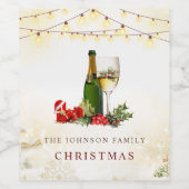 Kerstmis Glitter Cocktail Party Wijn Etiket (Enkel label)