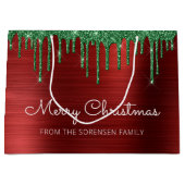 Kerstmis Glitter Drips Rood Groen Glam Groot Cadeauzakje (Voorkant)