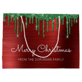 Kerstmis Glitter Drips Rood Groen Glam Groot Cadeauzakje (Achterkant)