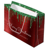 Kerstmis Glitter Drips Rood Groen Glam Groot Cadeauzakje (Voorkant Gekanteld)