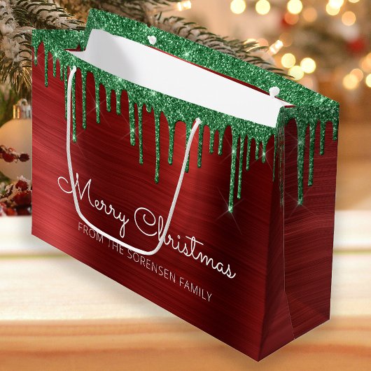 Kerstmis Glitter Drips Rood Groen Glam Groot Cadeauzakje