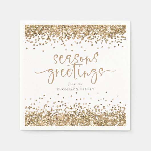 Kerstmis Glitter Name Seasons Greetings Servet (Voorkant)