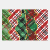 Kerstmis glitter plaid grid inpakpapier vel (Voorkant 3)
