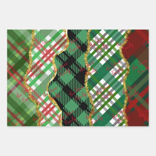 Kerstmis glitter plaid grid inpakpapier vel (Voorkant 2)