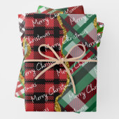 Kerstmis glitter plaid grid inpakpapier vel (In situ)