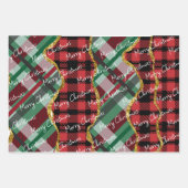 Kerstmis glitter plaid grid inpakpapier vel (Voorkant)