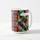 Kerstmis glitter plaid grid koffiemok (Voorkant rechts)