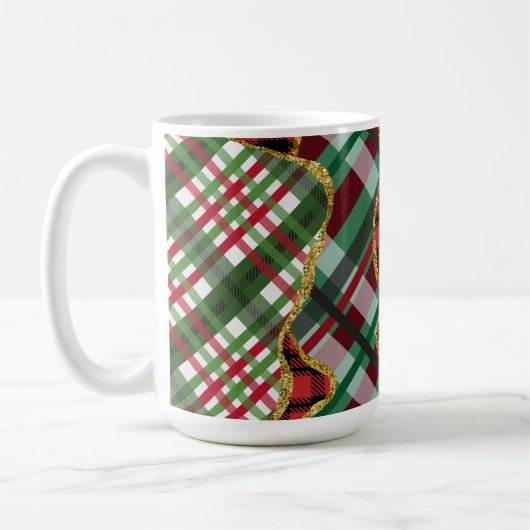 Kerstmis glitter plaid grid koffiemok (Links)