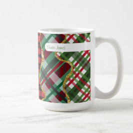Kerstmis glitter plaid grid koffiemok
