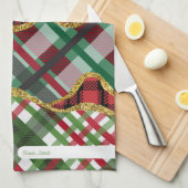 Kerstmis glitter plaid grid theedoek (Quarter Fold)