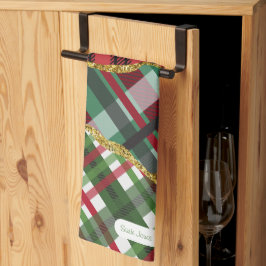 Kerstmis glitter plaid grid theedoek