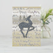 Kerstmis Glitter RENDIER Vakantie uitnodiging (Staand voorkant)